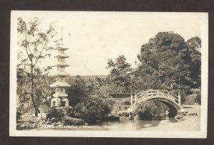 RPPC HONOLULU HAWAII TERRITORY GARDENS BRIDGE VINTAGE REAL PHOTO POSTCARD