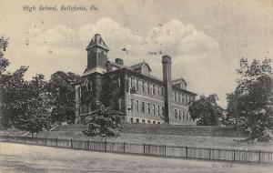 Bellefonte Pennsylvania High School Street View Antique Postcard K33363