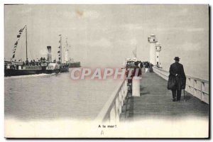 Old Lighthouse Postcard A sea boat