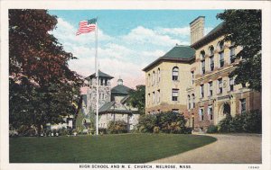 Massachusetts Melrose High School and M E Church 1935