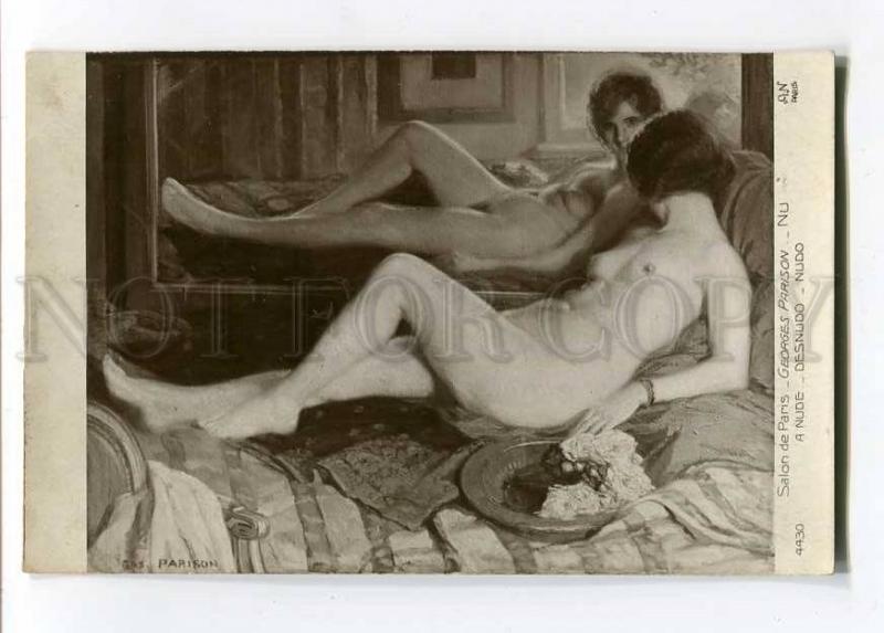 257591 NUDE Woman MIRROR by Georges PARISON Vintage SALON