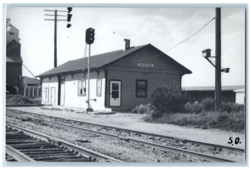 Groton South Dakota SD Postcard Groton Depot Station c1950's RPPC Photo