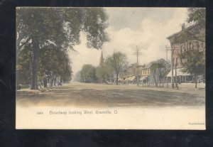 GRANVILLE OHIO DOWNTOWN BROADWAY STREET SCENE VINTAGE POSTCARD 1906