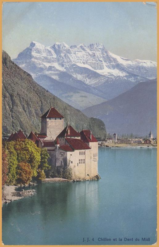 Lake Geneva, Switzerland, Chillon et la Dent du Midi-Chillon Castle 1928