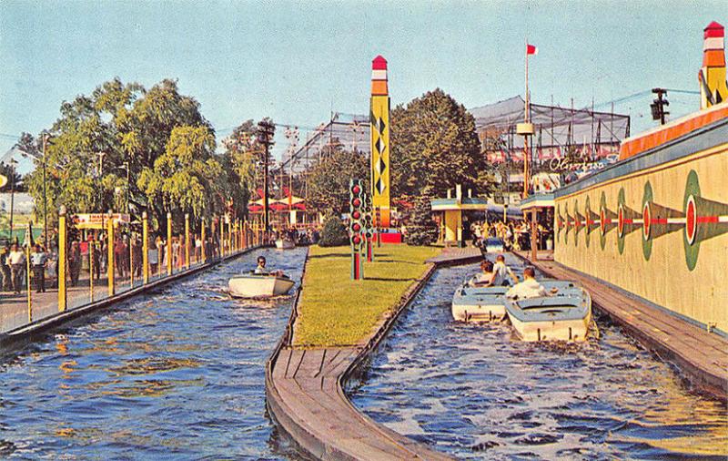 Palisades Park NJ Amusement Park Atomic Boat Ride Postcard