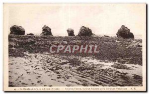 Old Postcard From Life Croix Sion (Vendee) The five Pineau curious Rocks Corn...