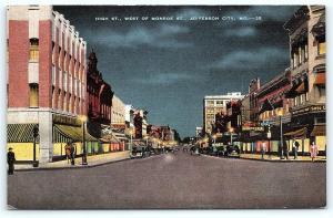 Postcard MO Jefferson City High Street from Monroe Vintage Linen Old Stores C1