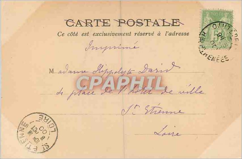 Old Postcard Cauterets Oulettes Gaube (map 1900)