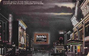 Bodefelt Drycleaning Electric Sign Night Denver Colorado advertising postcard