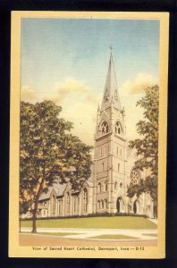 Davenport, Iowa/IA Postcard, View Of Sacred Heart Cathedral