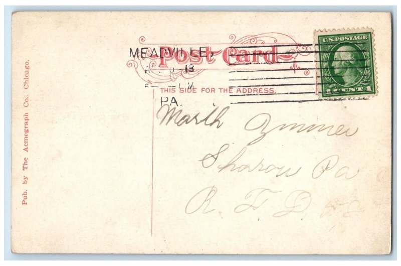 1913 Phoenix Block Chestnut And Water Streets Meadville Pennsylvania PA Postcard 