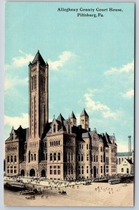 Pittsburg Pennsylvania~Allegheny County Courthouse~Trolley~Romanesque~c1910 PC