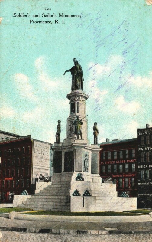 USA Soldiers And Sailors Monument Providence Rhode Island Postcard 04.01 