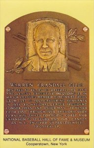 Warren Crandall Giles Baseball Hall Of Fame & Museum Cooperstown New York