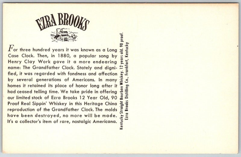 Frankfort Kentucky 1970s Advertising Postcard Ezra Brooks Whiskey Decanter