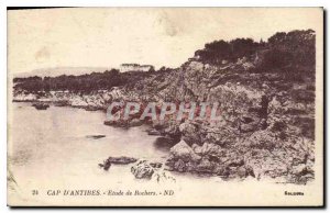 Old Postcard Cap D'Antibes Rocks Study