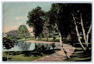 c1910 Scene in White's Park Lower Pond Concord New Hampshire NH Postcard 