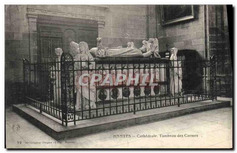 Old Postcard Nantes Cathedral Tomb of the Carmelites