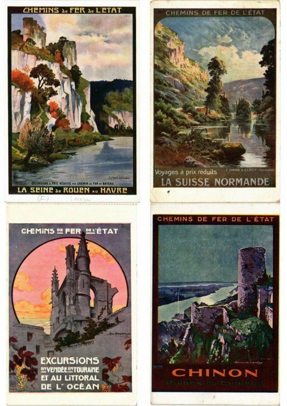 ADVERTISING TRAINS, CHEMIN DE FER POSTER STYLE 33 Vintage Postcards (L2735)