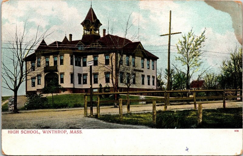 High School Wintrhop Mass Antique Undivided Back Postcard UNP Vintage Germany 