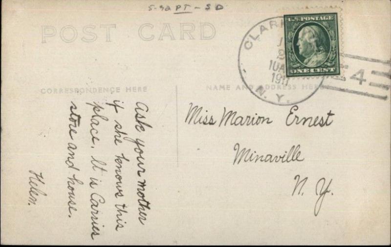 Clarksville NY Post Office & Store c1911 Real Photo Postcard DOANE CANCEL United States New