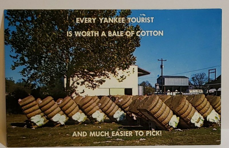 Vintage Postcard Greetings from Dixie cotton bales Mississippi 1984 cotton bales