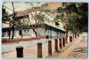 Gibraltar Postcard Assembly Rooms Building Road Scene 1909 Posted Antique