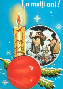 Winter Holidays traditions greet ethnic types folk costumes lit candle Postcard