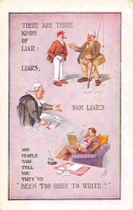 Three Kinds of Liars Fishing Lawyers Too Busy to Write Bamforth postcard