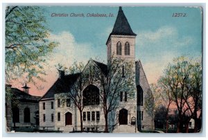 c1940's Christian Church Front View Building Stairs Oskaloosa Iowa IA Postcard 