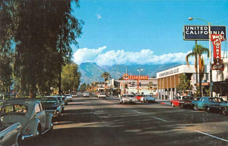 Ontario California Business District Standard Oil Gas Station Postcard JD933937