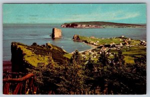 Birdseye View, Perce Rock, Bonaventure Island, Quebec, Vintage 1971 Postcard
