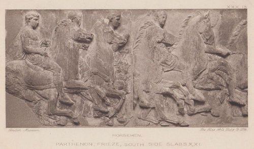 Greek Horsemen Parthenon Frieze Slabs Museum Antique Postcard