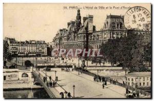 Paris L & # 39Hotel City andthe Bridge & # 39Arcole -Carte Old Post