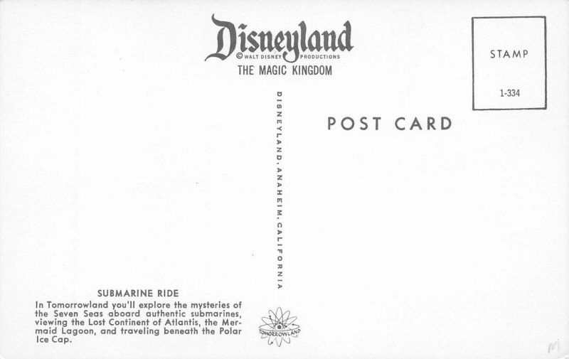 Anaheim CA Submarine Ride, Early Postcard