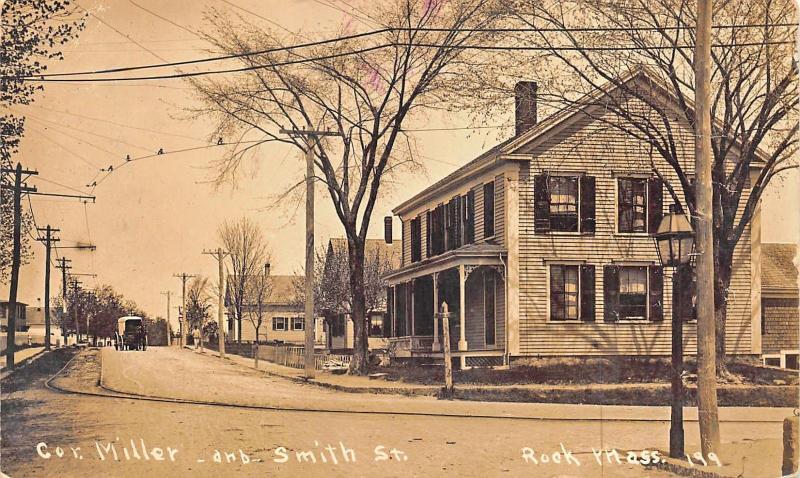 Rock MA Smith Street from Miller Street Post Office Real Photo Postcard