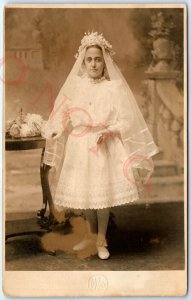 c1910s Beautiful Little Girl RPPC Church Confirmation Thibault Real Photo A140