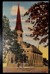 Vintage Postcard 1944 St. Mary's Catholic Church, Joliet, Illinois (IL)