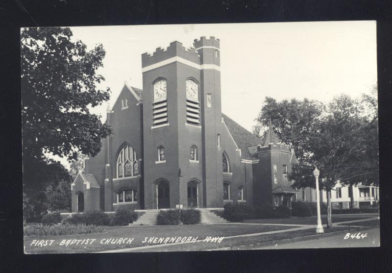 RPPC SHENANDOAH IOWA FIRST BAPTIST CHURCH VINTAGE REAL PHOTO POSTCARD