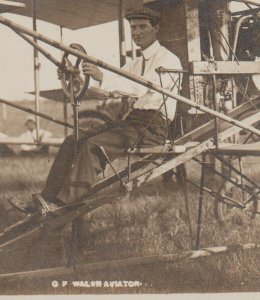 Chadron NEBRASKA RPPC c1910 AIRPLANE PILOT Plane Cockpit C.F. WALSH Aviator FAIR