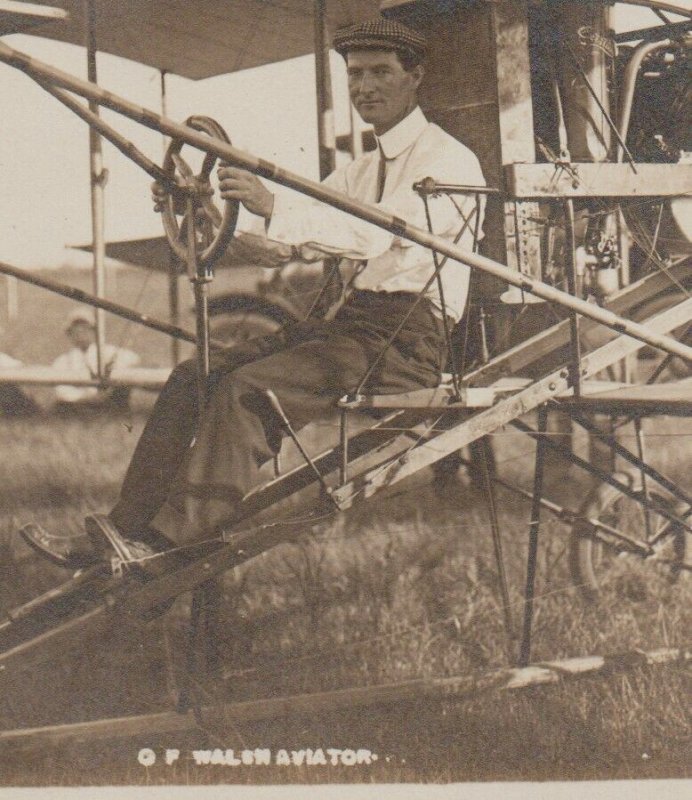 Chadron NEBRASKA RPPC c1910 AIRPLANE PILOT Plane Cockpit C.F. WALSH Aviator FAIR