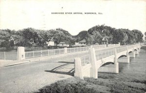 MOMENCE, Illinois IL   KANKAKEE RIVER BRIDGE & Homes Beyond   1949 B&W Postcard