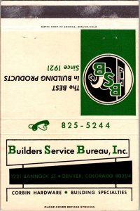 Vintage Matchbook Cover Builders Service Bureau Denver, Colorado MB177