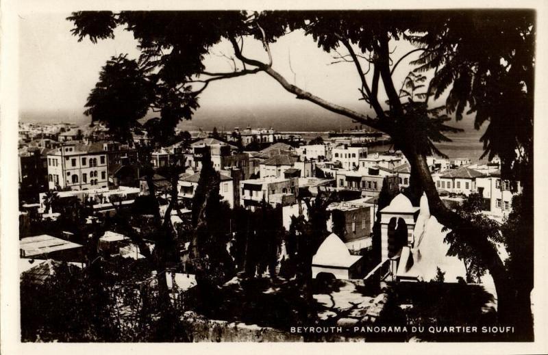 lebanon, BEIRUT BEYROUTH, Panorama du Quartier Sioufi (1950s) RPPC