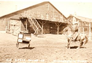 RPPC Cowboy Wrangler Stove Round Up Horse Real Photo Postcard