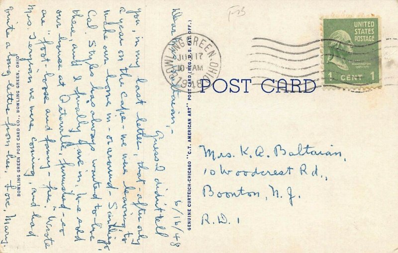 LPS71 BOWLING GREEN Ohio Williams Hall Bowling Green State University Postcard