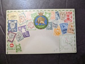 Mint Persia Stamp on Stamp Philatelic Souvenir Postcard Full Stamp Set