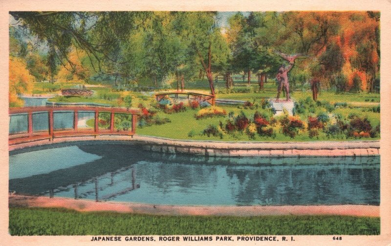 Vintage Postcard 1938 Japanese Gardens Williams Park Providence Rhode Island RI