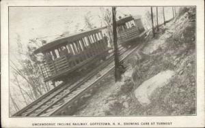 Goffstown NH Uncanoonuc Incline Train Cars c1910 Postcard
