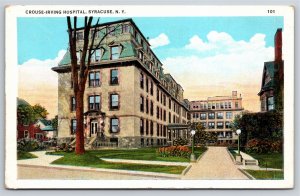 Syracuse New York~Front of Crouse-Irving Hospital~Vintage Postcard